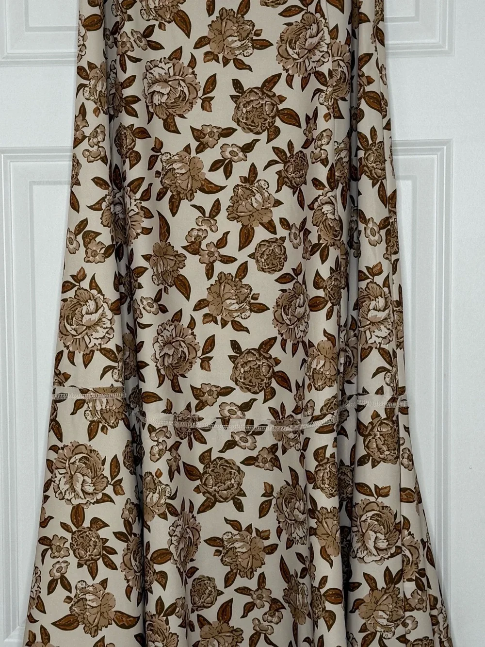 Neutral Floral Midi Skirt Romantic Cottagecore A-Line Skirt - Picture 3 of 12